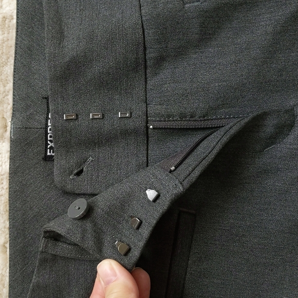 Express Editor Heathered Viscose Blend Trouser Pants 6 Gray - Picture 7 of 16